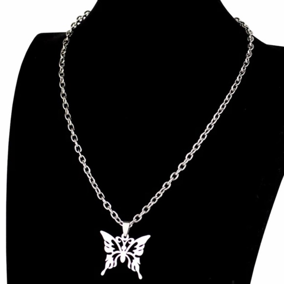 “Tribal Butterfly” Stainless Steel Lasercut Cut-out Hollow Open Abstract Pendant - Picture 6 of 16